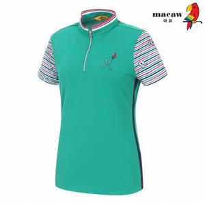 [마코] (여성)패턴 소매 집업 반팔 티셔츠_MLW2TH72