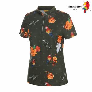 [마코] (여성)장미 패턴 집업 반팔 티셔츠_MLW2TH15