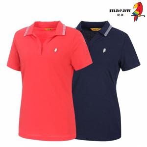 [마코] (여성)프릴 카라 트임 넥반팔 티셔츠_MLW2TS11