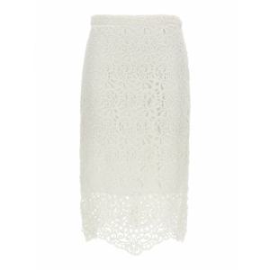 [BURBERRY] 라프리마 여성 니 Length 미디 레이스 스커트 8067787 화이트 /8