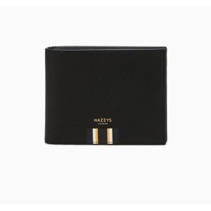 [헤지스] [ROWING STRIPE] 블랙 로고배색 소가죽 반지갑/HJWA5E506BK