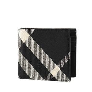 [로로모다] 버버리 체크 바이폴드 블랙&베이지 남성 반지갑 / 8089520