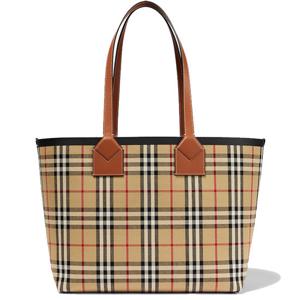 25 FW 버버리 런던 체크 코튼 캔버스 우븐 자카드 토트백 8066223