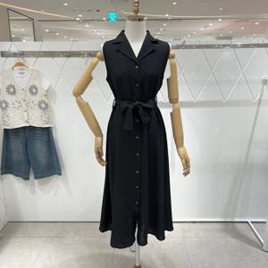 [밸리걸] 오픈 카라 슬리브리스 원피스 604930