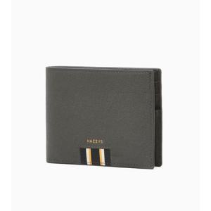 [헤지스ACC] 그레이 로고프린트 소가죽 반지갑 HJWA5F510G2
