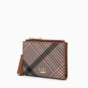 [닥스핸드백] 체크패턴 타슬 2단 탑지퍼 반지갑 DCWA5F327W2