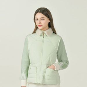 [헤지스골프]옐로우그린 소재배색 구스다운 패딩점퍼(HWJU5D754L1)