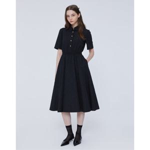 질스튜어트 뉴욕 여성 25SS 스테디셀러 블랙 셔링장식 원피스 WJDR5B710BK