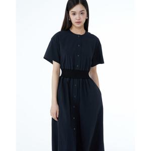 질스튜어트 뉴욕 여성 25SS 스테디셀러 블랙 셔링장식 면혼방 원피스 WJDR5B720BK