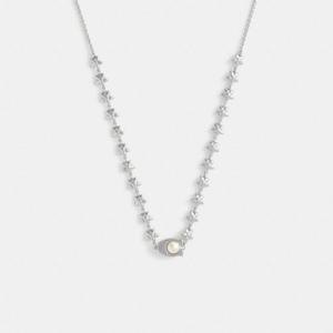 코치 와일드플라워 체인 시그니처 목걸이 CDS65-XGH 실버/펄