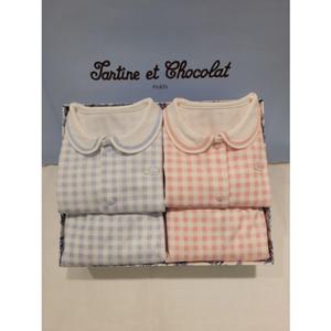 쇼콜라 쁘띠체크내의블루핑크세트 (TNPMXS092A)쌍둥이봄실내복출산백일돌선물