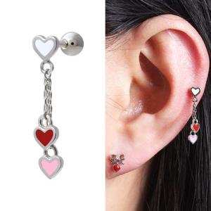 써지컬 스틸 더블 하트 드롭 패션 피어싱