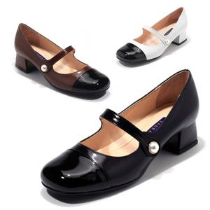 [세라] 구두 여성화 진주 투톤 메리제인 펌프스 S23P513 블랙