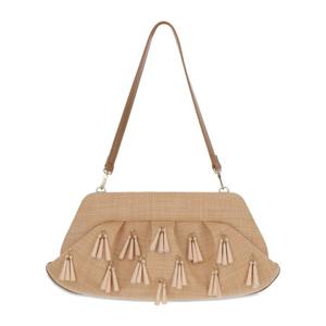 더모아레 비즈 장식 라피아 숄더 백 TMSS25EMROP113 MACADAMIA