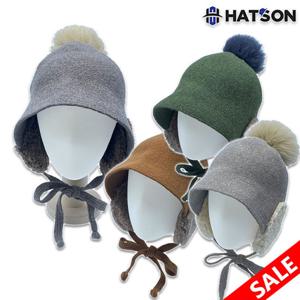 [햇츠온]여성 겨울 라쿤퍼 폼폼 니팅 보닛햇 버킷햇 H24-403