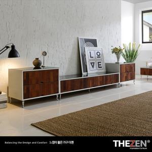 [더젠] 헤르앙 멀바우 고급원목 2700거실장세트3(상판흑경)