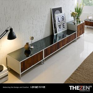 [더젠] 헤르앙 멀바우 고급원목 2700거실장세트2(상판흑경)