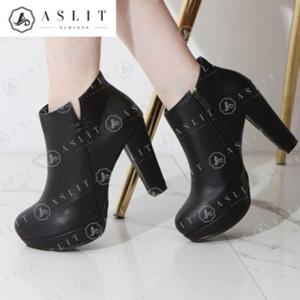 [애슬릿] 여성 가보시 힐 둥근코 삭스 앵클 부츠