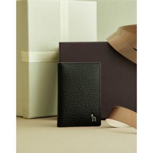 [헤지스]HJHO5F615BK_남성 블랙 솔리드 소가죽 카드지갑