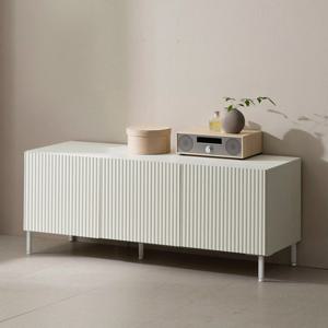 화이트 세로결 패턴 거실장 (다리형) 135cm TP917