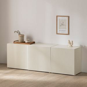 화이트 세로결 거실장TV다이+수납+사이드보드 180cm TP930