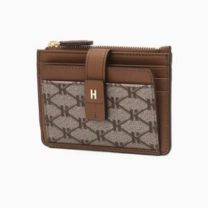 [헤지스ACC] 브라운 시그니처 패턴 가죽 카드지갑 HIHO6E886W2