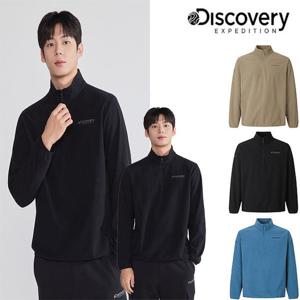 디스커버리 25FW 신상/남성/겨울용/세미오버핏/그리드 플리스 반집업티셔츠 DMZT7A056