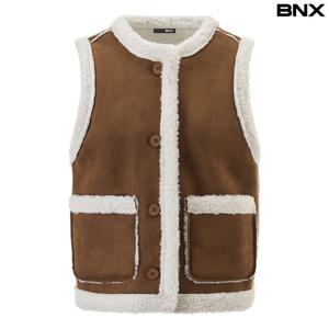 [BNX] 시어링 양털 배색 포켓 버튼업 베스트 (BX4VT010L0)