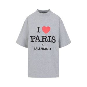 26 SS 발렌시아가 아이 러브 파리 프린트 미디엄 핏 티셔츠 764235TSVI4