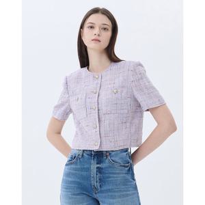 질스튜어트 뉴욕 여성 25SS 스테디셀러 퍼플 포켓 폴리혼방 트위드자켓 WJJA5B720U1