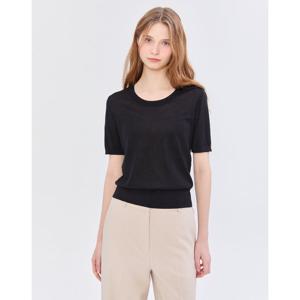질스튜어트 뉴욕 여성 25SS 스테디셀러 블랙 짜임 코튼혼방 반팔니트 WJSW5B833BK