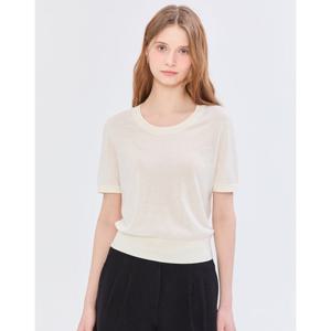 질스튜어트 뉴욕 여성 25SS 스테디셀러 아이보리 짜임 코튼혼방 반팔니트 WJSW5B833IV