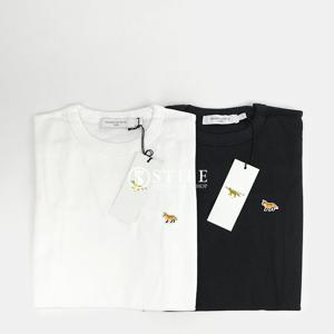 메종키츠네 폭스 패치 슬림핏 여성 반팔 티셔츠 화이트 블랙 FW00140KJ0012