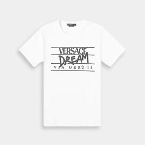 베르사체 남성 드림 로고 프린팅 라운드 반팔티셔츠 옵틱화이트 1005783 1A04025 1W000