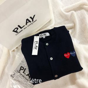 ] 24SS 꼼데가르송 가디건 여성용 더블와펜 플레이 울 카디건