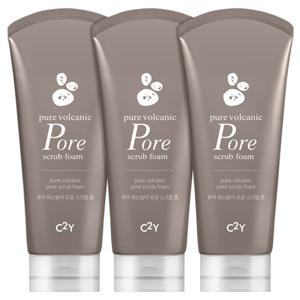 C2Y 화산송이 스크럽 모공케어 클렌징폼 220ml 3개 대용량 세트