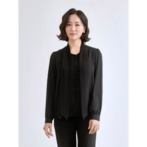 [마담엘레강스] 스트랩 타이 핀턱 블라우스 K241BL16_블랙