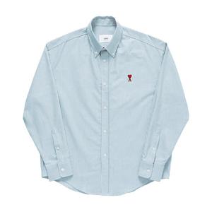 AMI USH130 CO0021 475 스몰 하트 로고 옥스포드 공용 셔츠