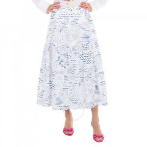 겐조 다크 블루 웨이브 머메이드 프린트 A라인 스커트 FA52JU13357A-73