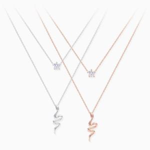 (실버) 스네이크 앤 큐빅 목걸이