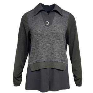 [데시데]장식포인트 레이어드핏 스탠카라 블라우스 DOW113