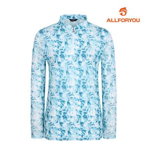 [올포유] 여성 메쉬 소매 전판 프린트 반집업 티셔츠 AWTHM4476-830