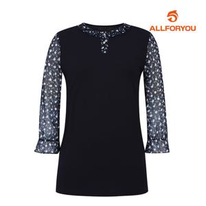 [올포유] 여성 패턴 배색 7부 티블라우스 ALTRM4121-915