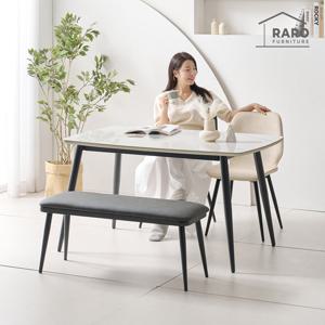 라로퍼니처 마리엘 유광 1400 저소음 세라믹 4인 식탁 세트 (의자2+벤치1)
