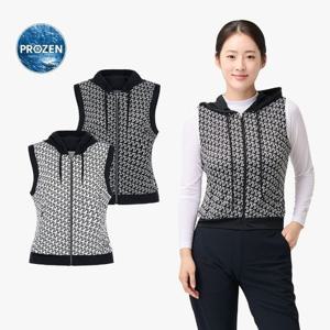 [PWX][A]Q225-6223-24 여성 프린트 트리코트 메쉬 베스트