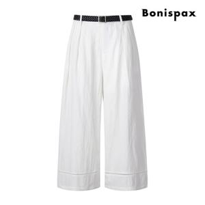 [보니스팍스(여성의류)]벨트 세트 와이드 린넨 팬츠 (XP6PT015M0)