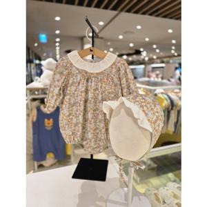 [블루독베이비] 25 FW(OR)소프트 플라워 바디수트 (45A1360405)신생아 백일 돌 선물 유아 조카 아가옷 모자