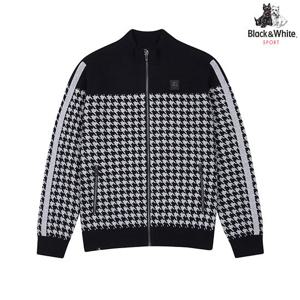 [블랙앤화이트][블랙앤화이트] 남성 하운드투스 자가드 패턴 니트가디건 2814GXKW_NAVY