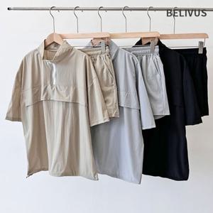 빌리버스 남자 트레이닝 세트 아노락 반집업 나일론 밴딩 팬츠 셋업 BDT383