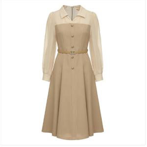 [미니멈]시스루 레이어드 플레어 원피스 (MYCAWO7340 BE)_IC